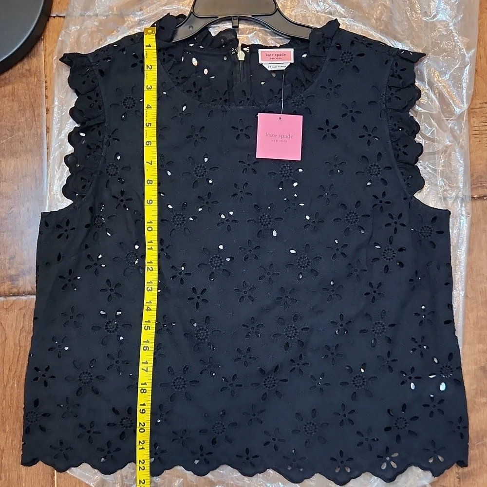 SALE! Kate Spade Black Daisy Eyelet Sleeveless Top Size 14 100% Cotton, Pristine - Picture 15 of 15